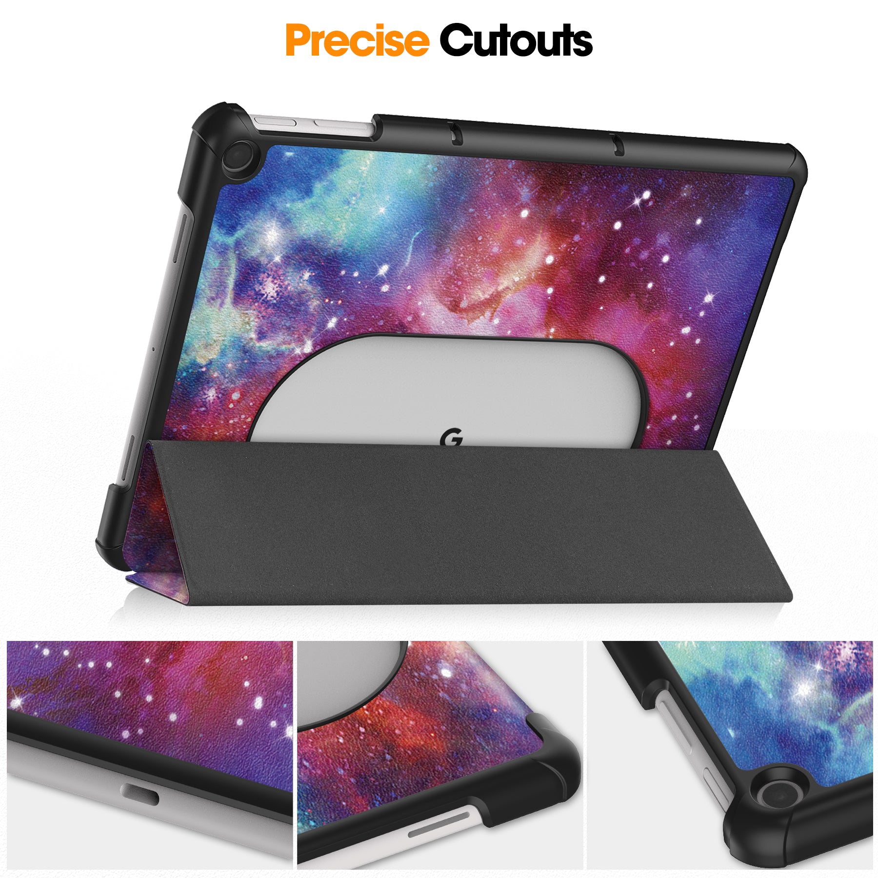 Trifold Stand PU Leather Case for Google Pixel Tablet , Pattern Printing Protective Tablet Cover - Galaxy Trifold Stand PU Leather Case for Google Pixel Tablet , Pattern Printing Protective Tablet Cover - Galaxy